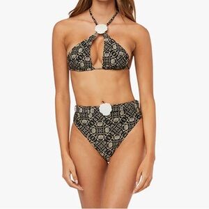 WeWoreWhat Shell Bikini with Cross Front Halter Design